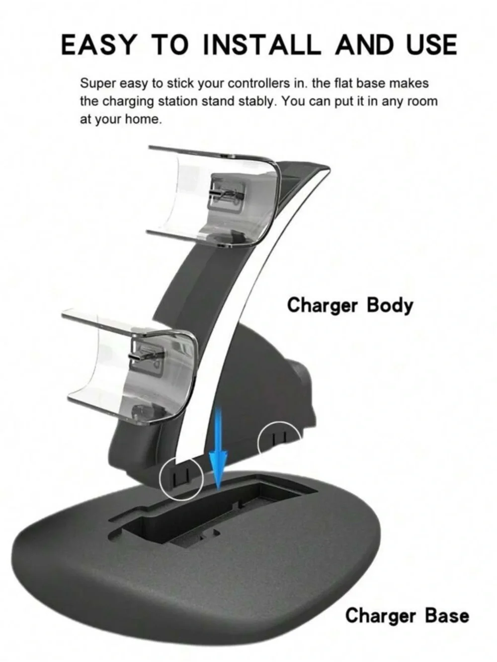 Dual PS5 Controller Charging Stand - White and Black